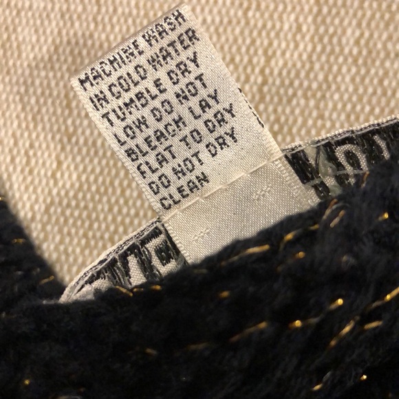 One Step Up vintage cardigan sweater M Black with Metallic Suede Satin trim EUC - Picture 6 of 6